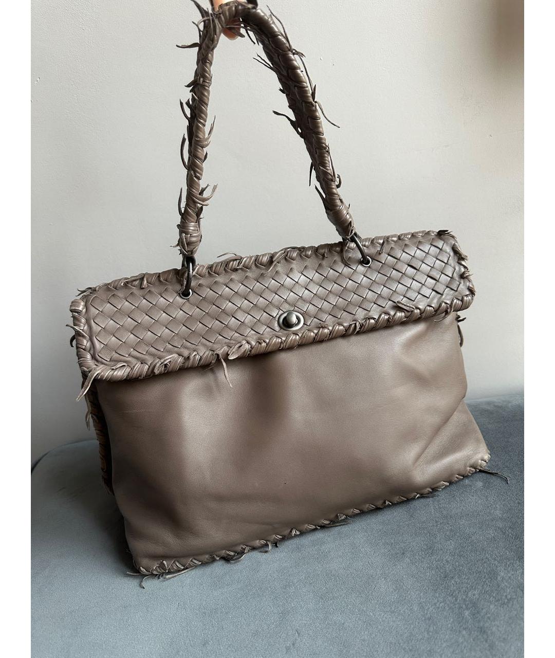 BOTTEGA VENETA Бежевая кожаная сумка тоут, фото 4
