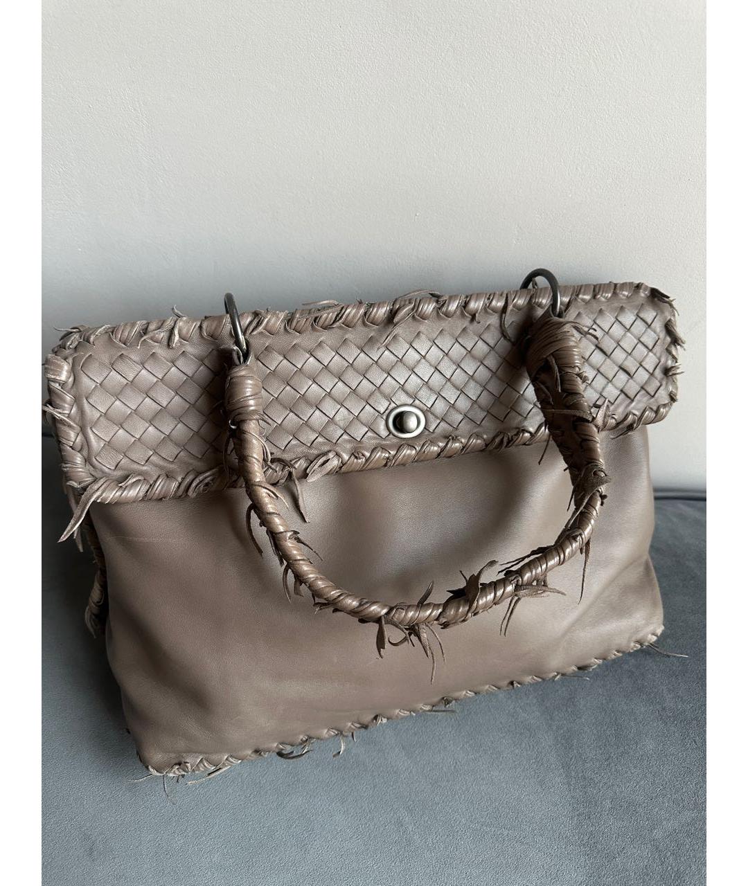 BOTTEGA VENETA Бежевая кожаная сумка тоут, фото 2