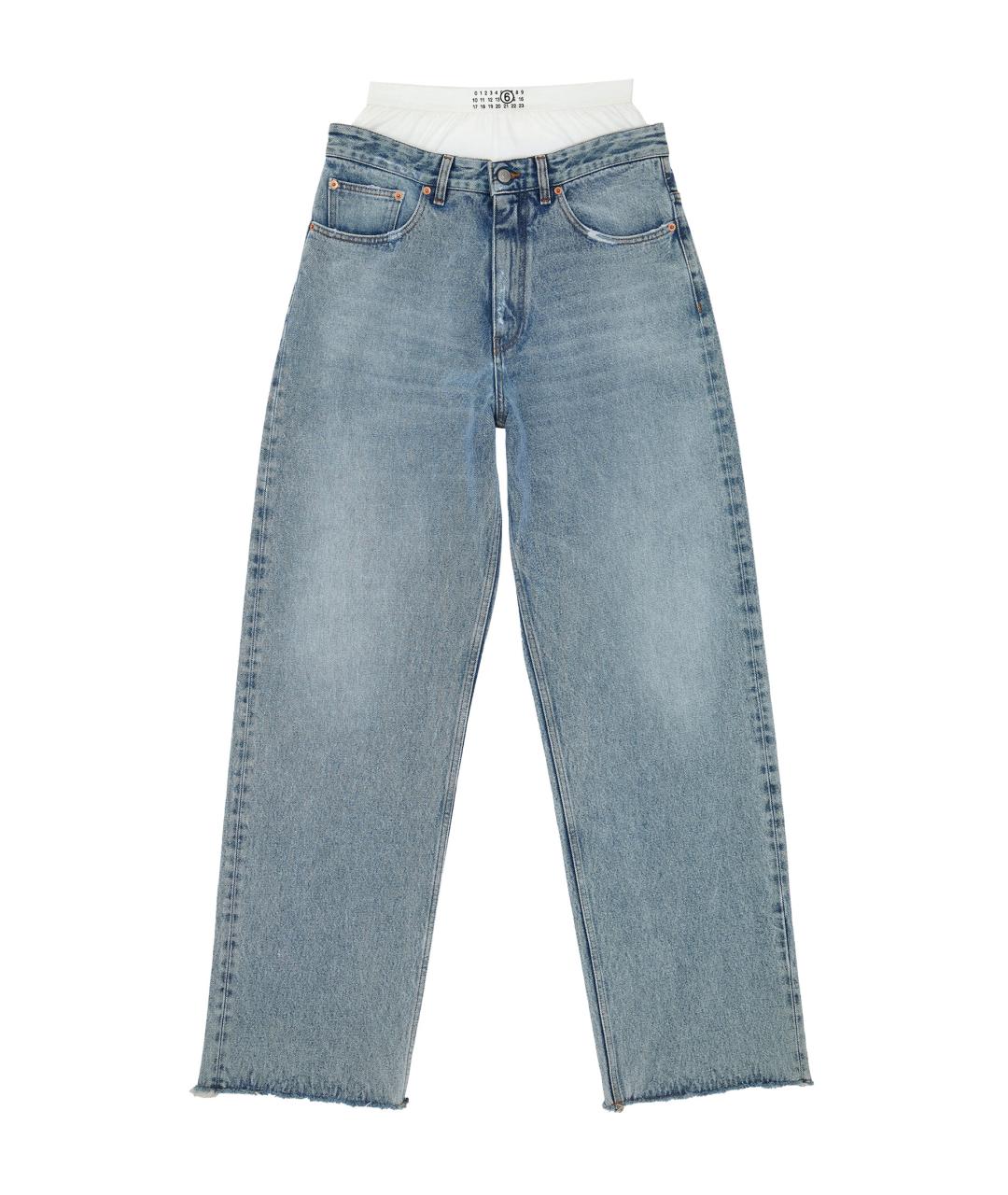 MAISON MARGIELA Голубые хлопковые прямые джинсы, фото 1