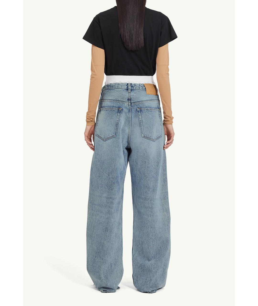 MAISON MARGIELA Голубые хлопковые прямые джинсы, фото 4