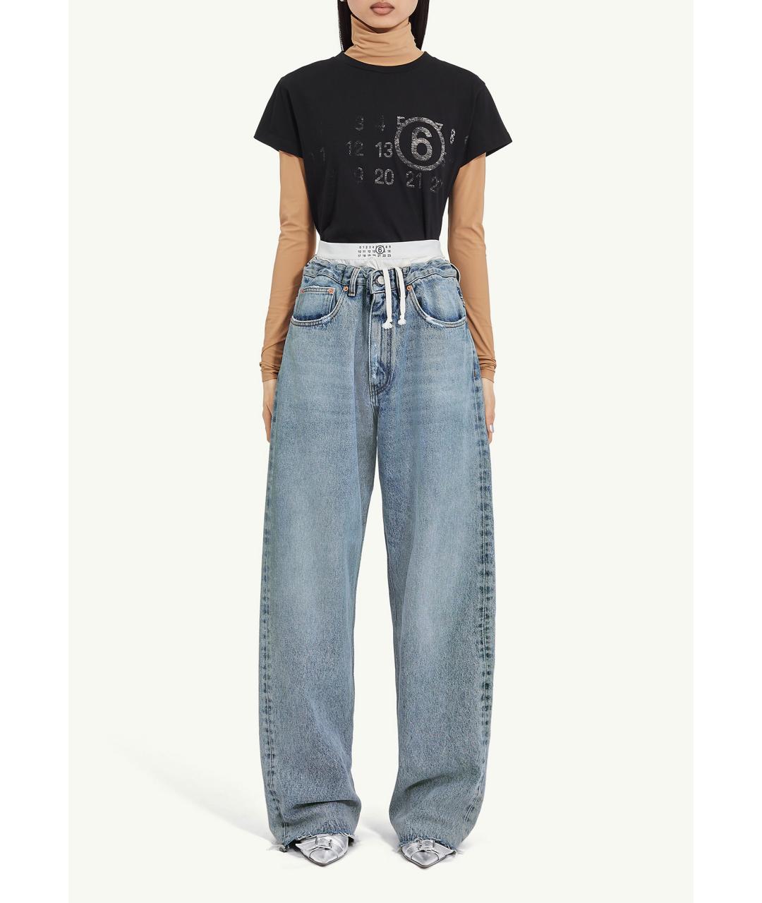 MAISON MARGIELA Голубые хлопковые прямые джинсы, фото 2