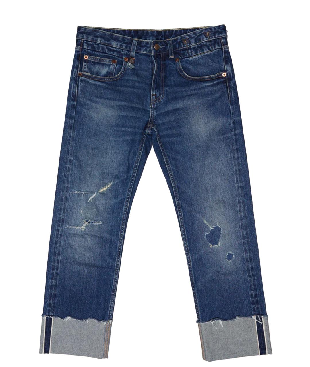 R13 Синие хлопковые прямые джинсы, фото 1