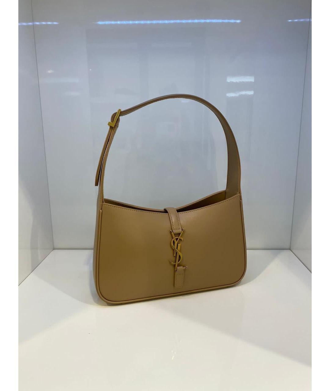 SAINT LAURENT Коричневая кожаная сумка через плечо, фото 2