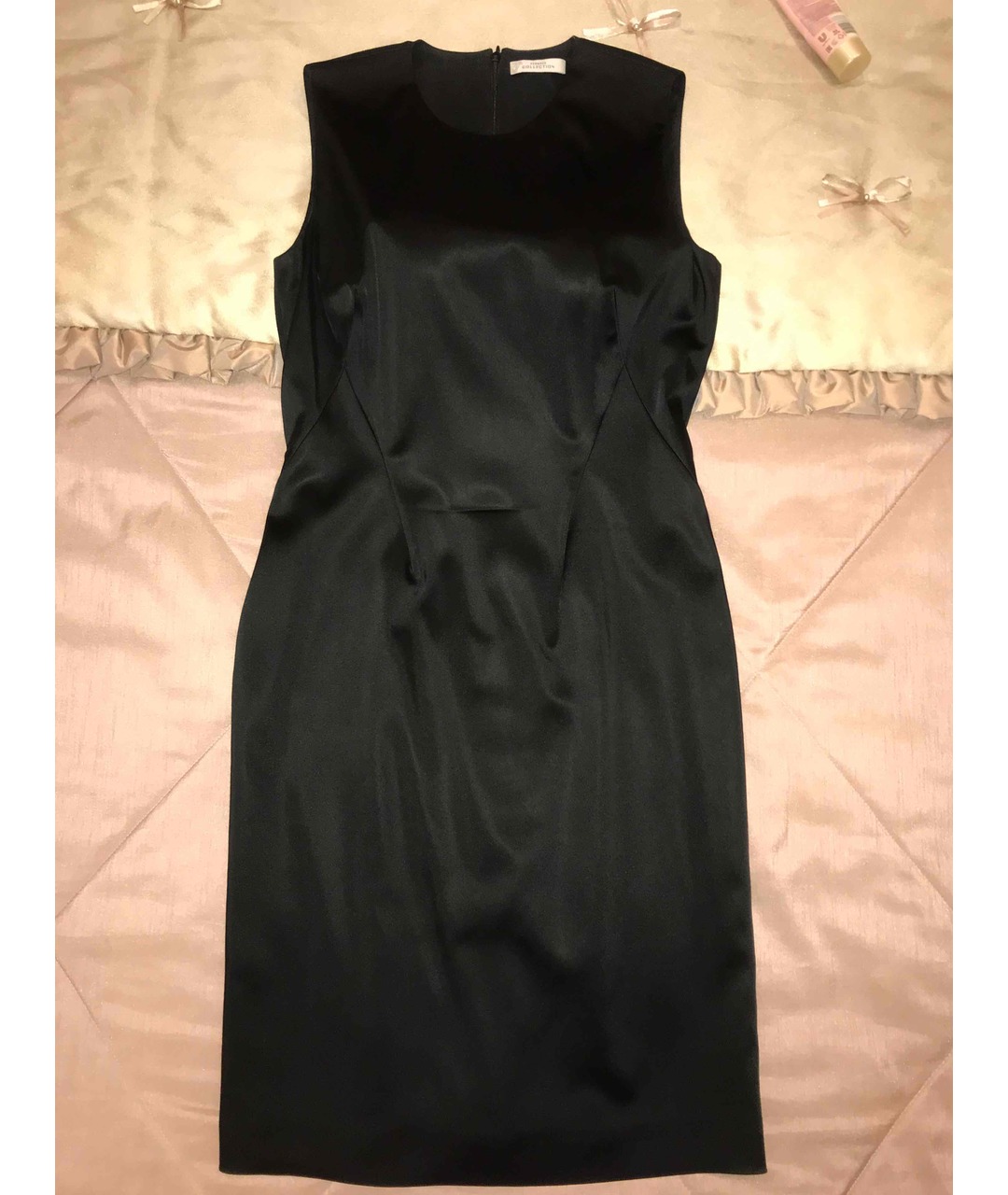 VERSACE COLLECTION Черное атласное повседневное платье, фото 4