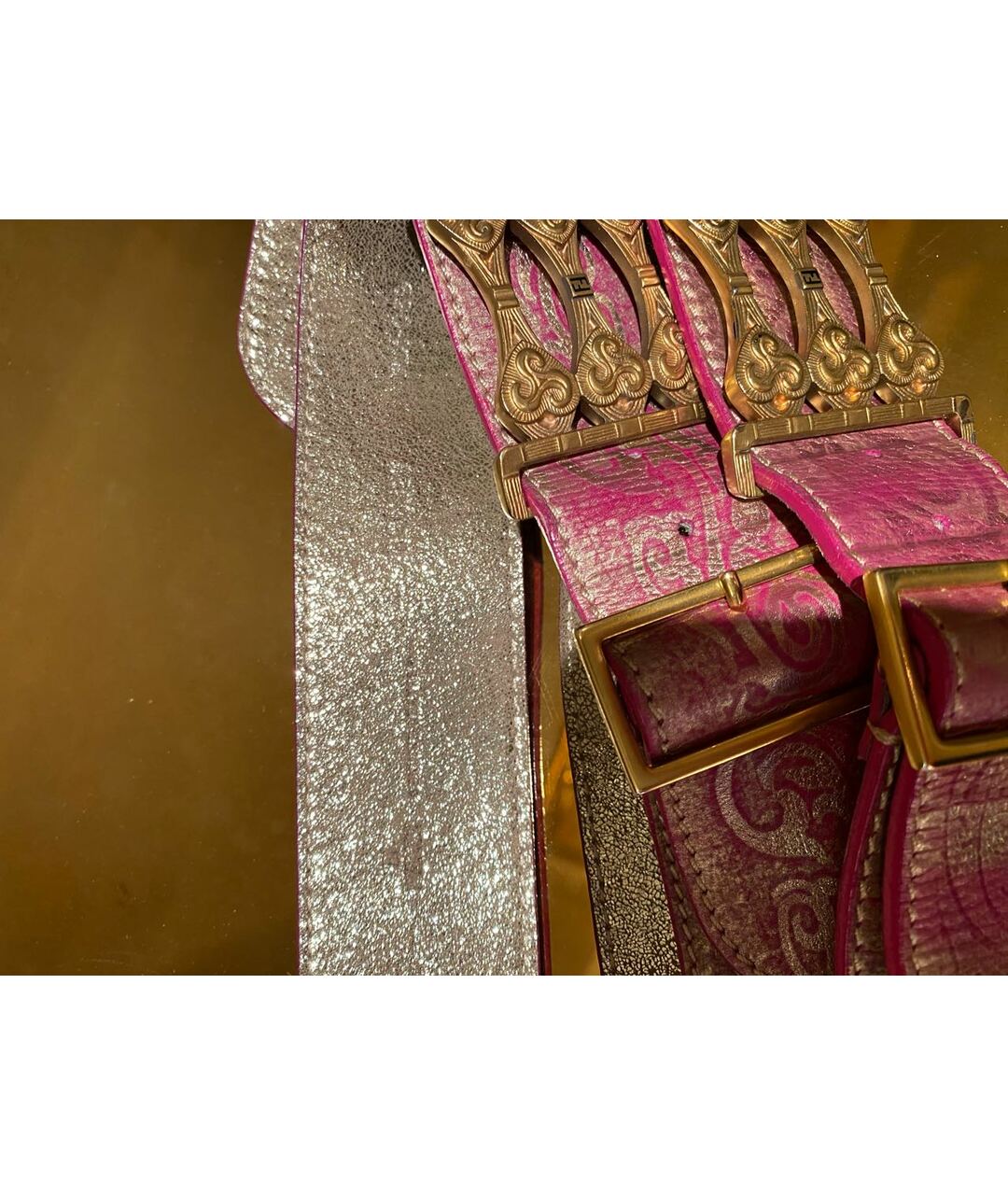 FENDI Розовый кожаный ремень, фото 2