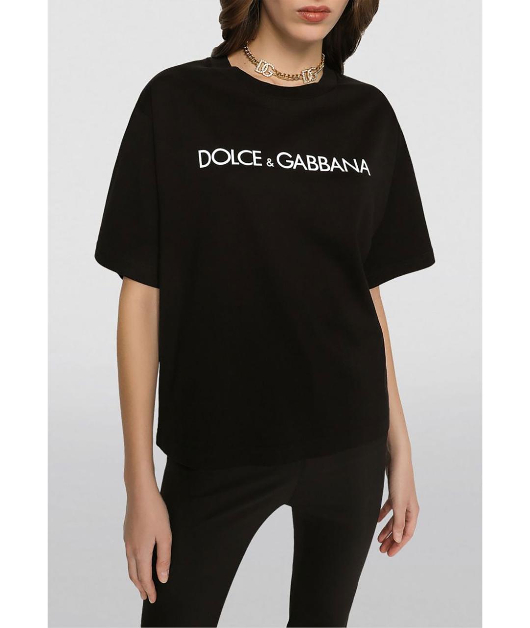 DOLCE&GABBANA Черная хлопковая футболка, фото 4