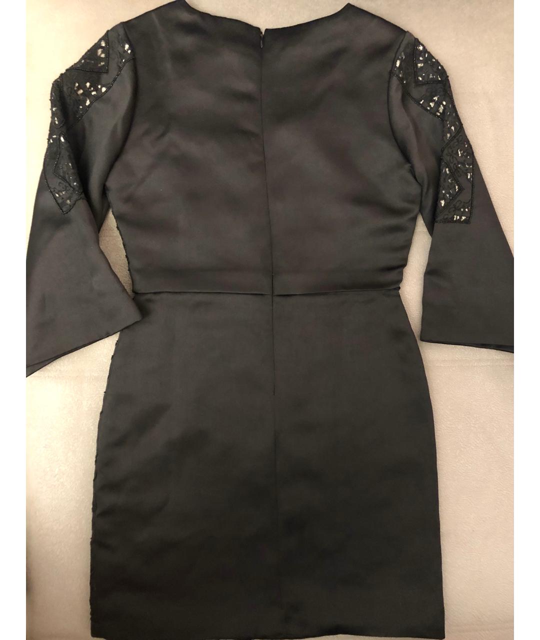 MAJE Черное атласное коктейльное платье, фото 2
