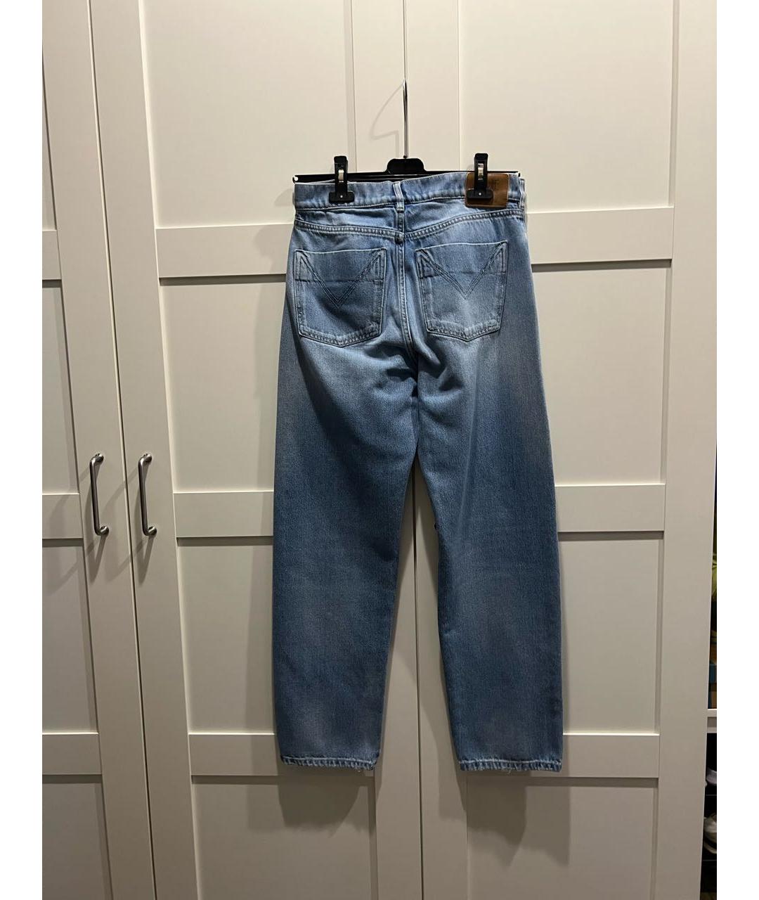 MAX MARA Голубые хлопковые прямые джинсы, фото 4