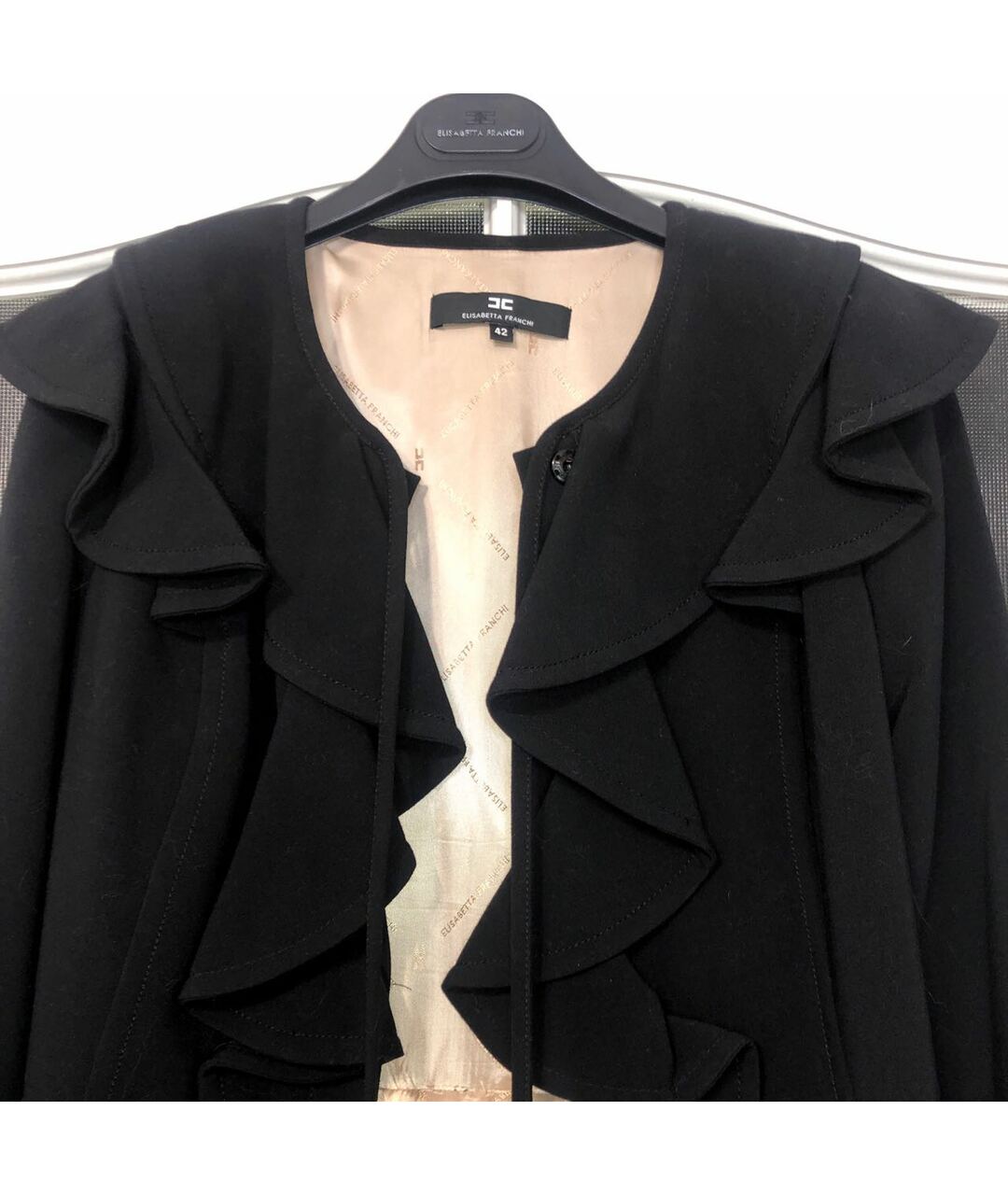 ELISABETTA FRANCHI Черное вискозное пальто, фото 3