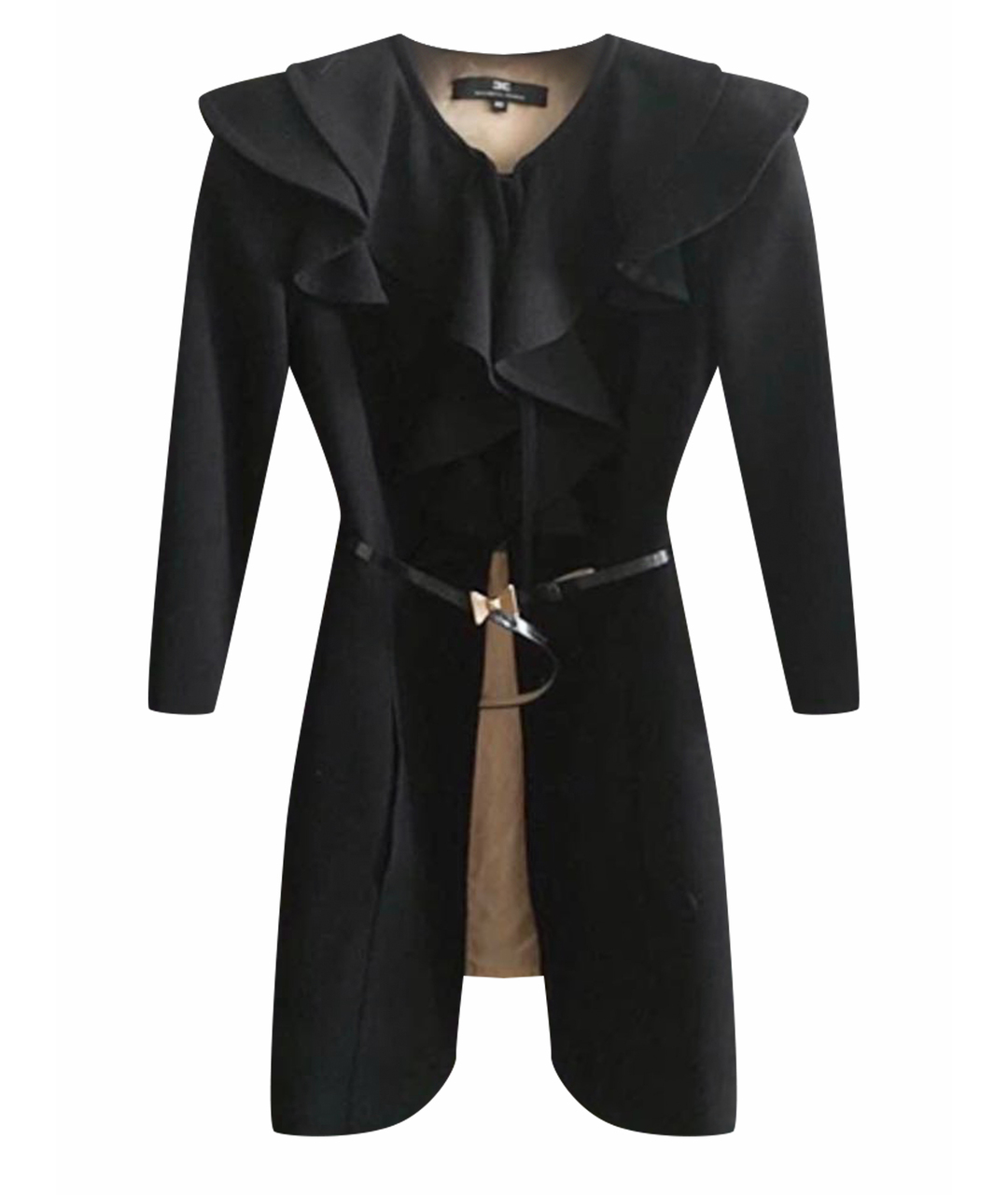 ELISABETTA FRANCHI Черное вискозное пальто, фото 1