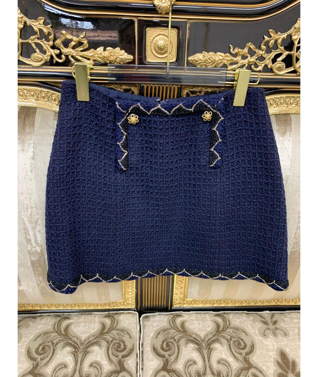 CHANEL Темно-синяя юбка мини, фото 5