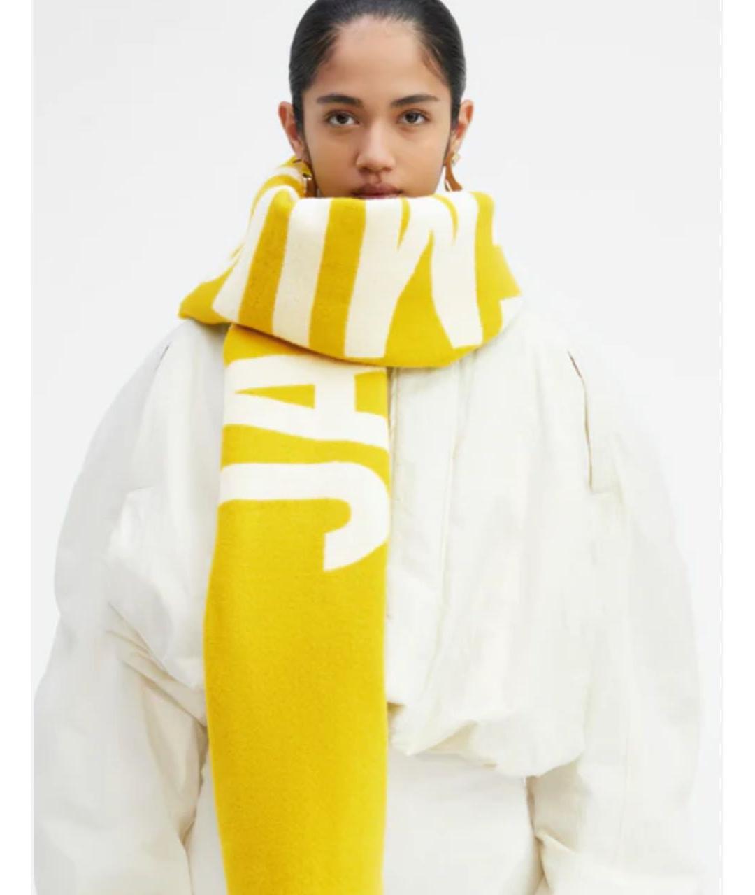 JACQUEMUS Желтый шерстяной шарф, фото 3
