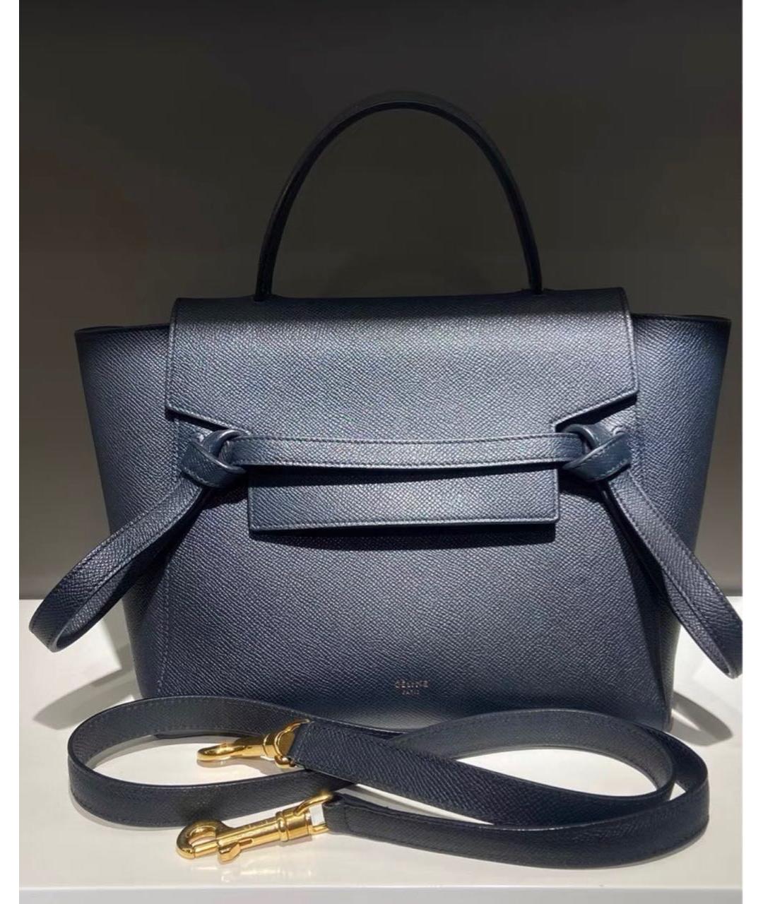 CELINE Темно-синяя кожаная сумка через плечо, фото 2