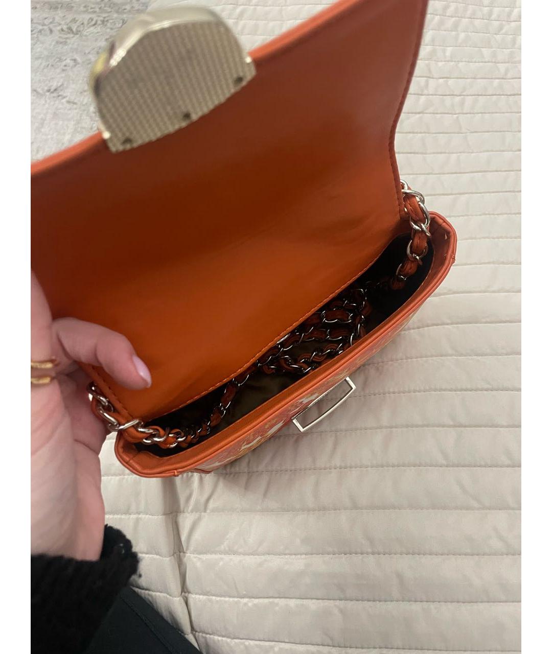 LOVE MOSCHINO Оранжевая кожаная сумка через плечо, фото 4