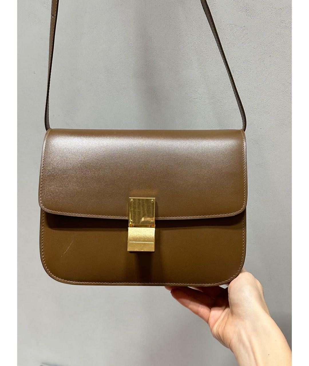 CELINE Коричневая кожаная сумка через плечо, фото 2