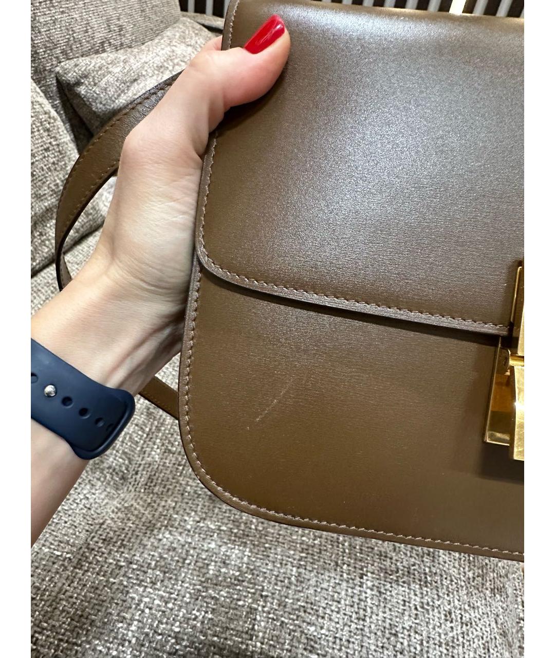 CELINE Коричневая кожаная сумка через плечо, фото 4