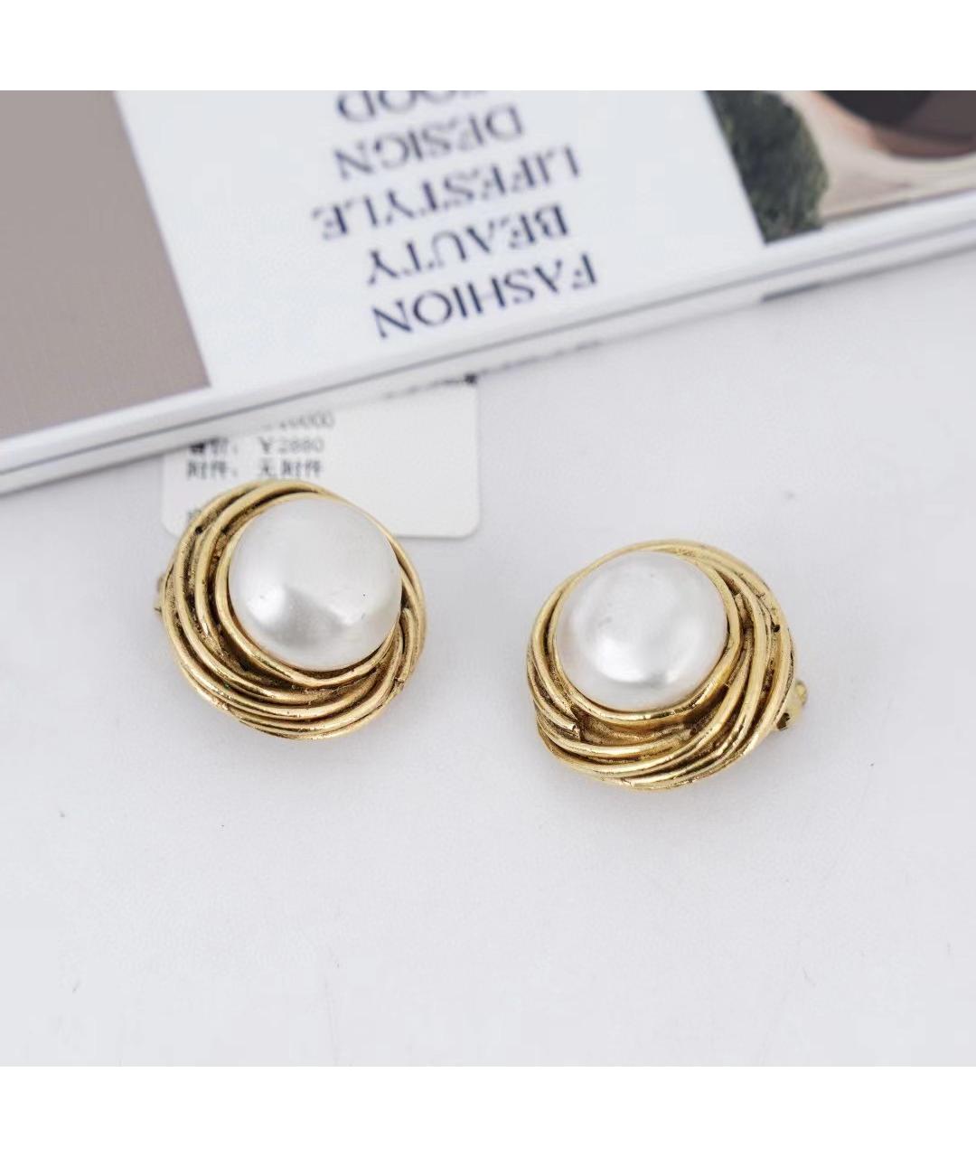 CHANEL Золотые жемчужные серьги, фото 3