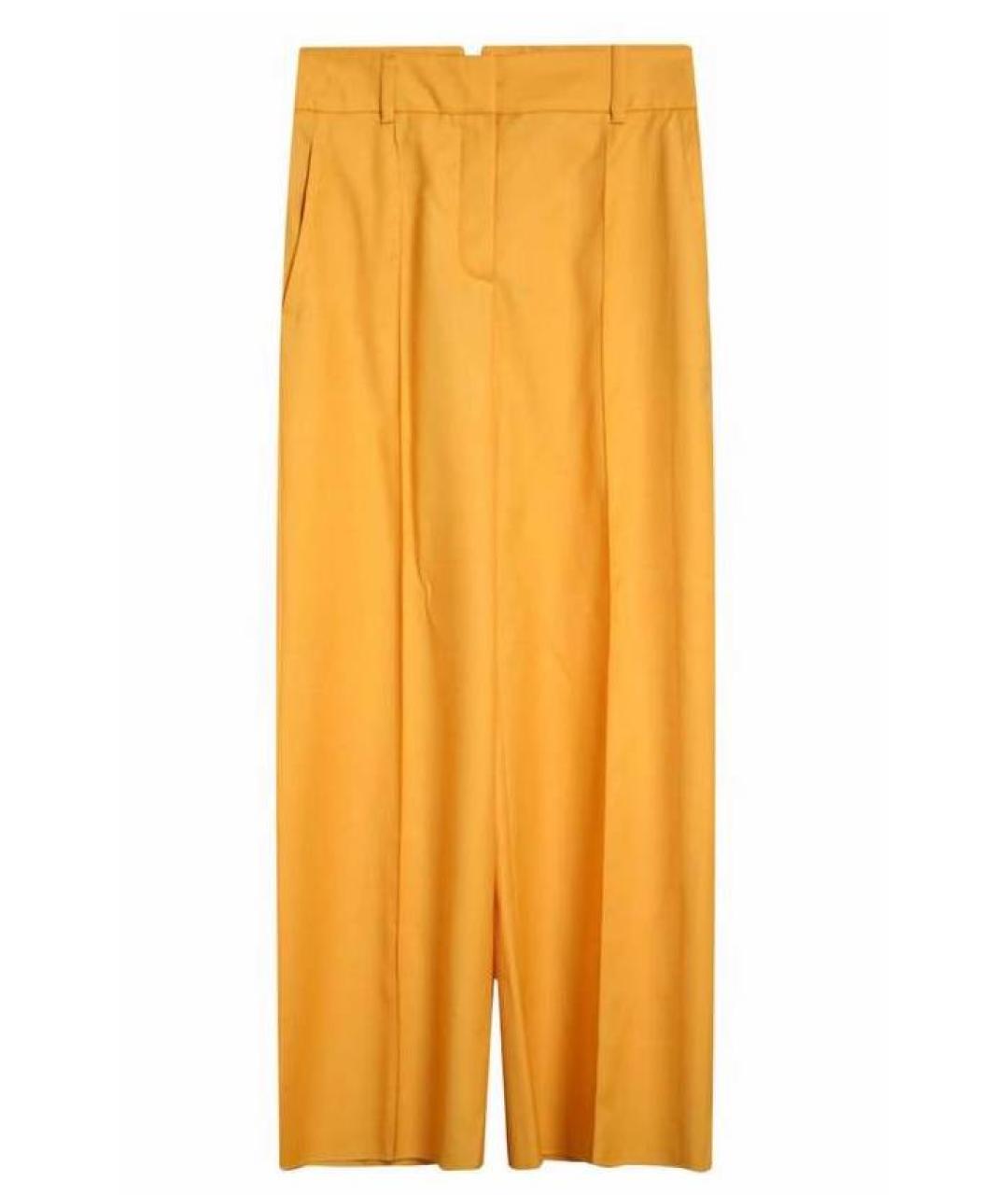 HERMES Желтые шерстяные брюки широкие, фото 1