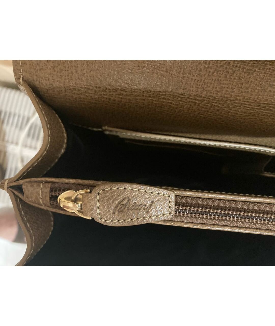 BRIONI Бежевый кожаный портфель, фото 3