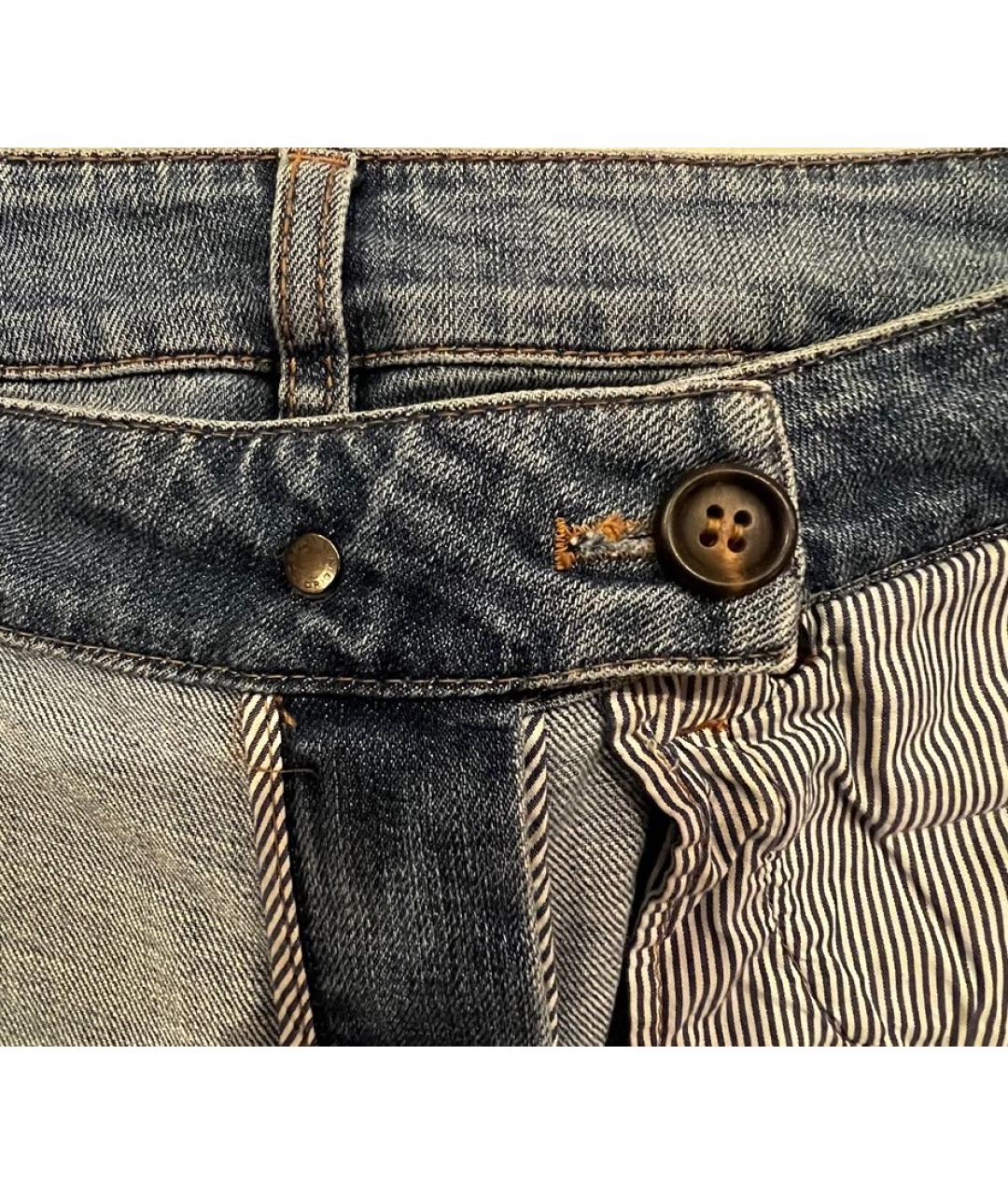 BRUNELLO CUCINELLI Голубые хлопко-эластановые прямые джинсы, фото 6