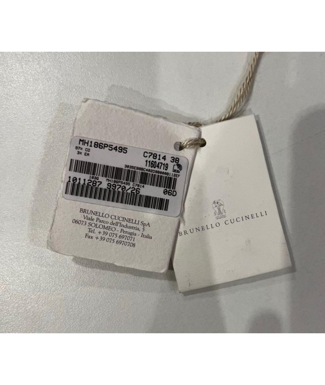 BRUNELLO CUCINELLI Голубые хлопко-эластановые прямые джинсы, фото 7