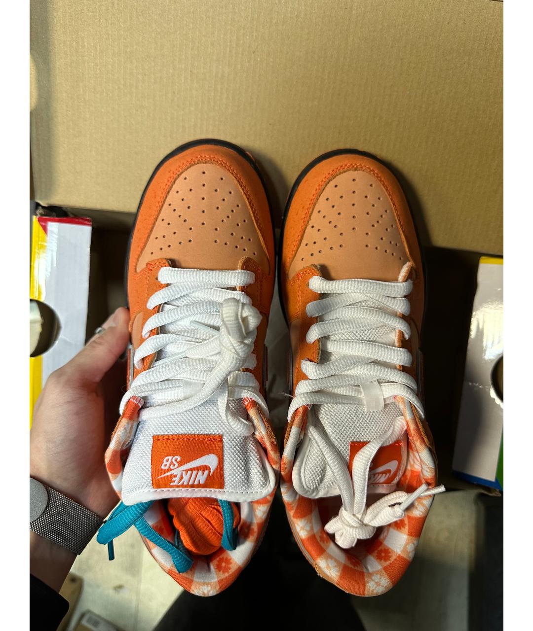 NIKE Оранжевое нубуковые низкие кроссовки / кеды, фото 5