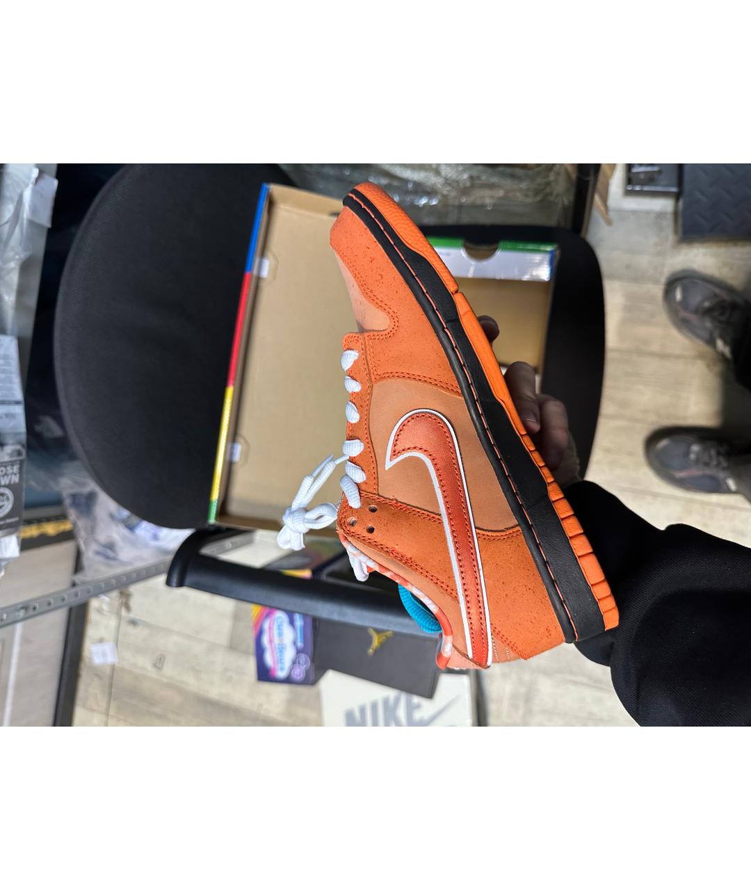 NIKE Оранжевое нубуковые низкие кроссовки / кеды, фото 4