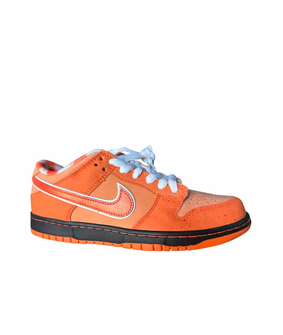 NIKE Оранжевое нубуковые низкие кроссовки / кеды, фото 1