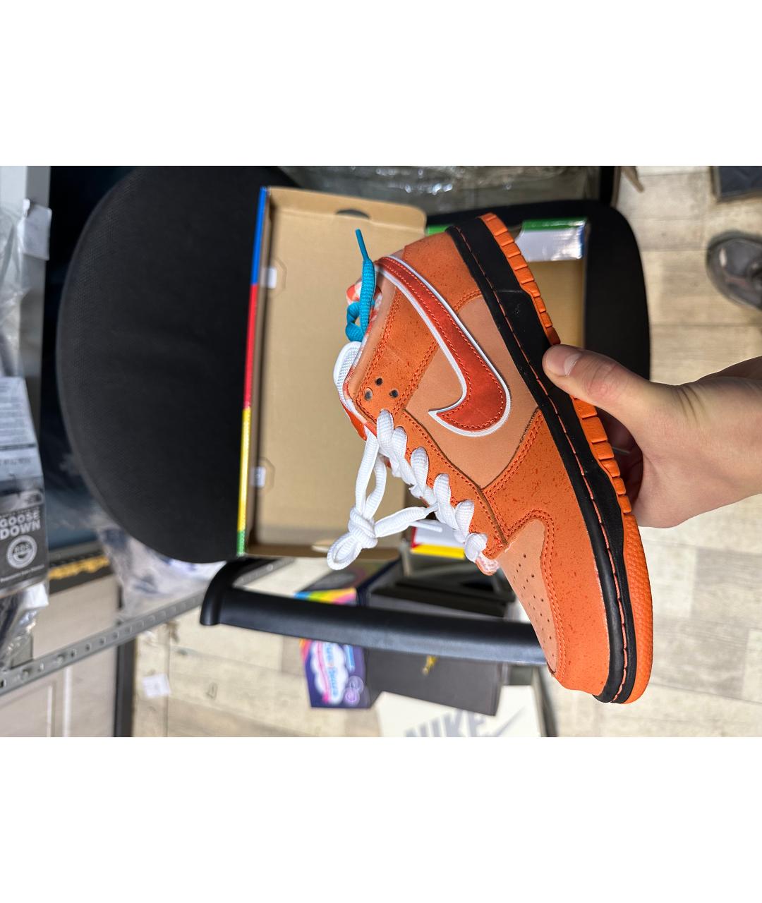 NIKE Оранжевое нубуковые низкие кроссовки / кеды, фото 3