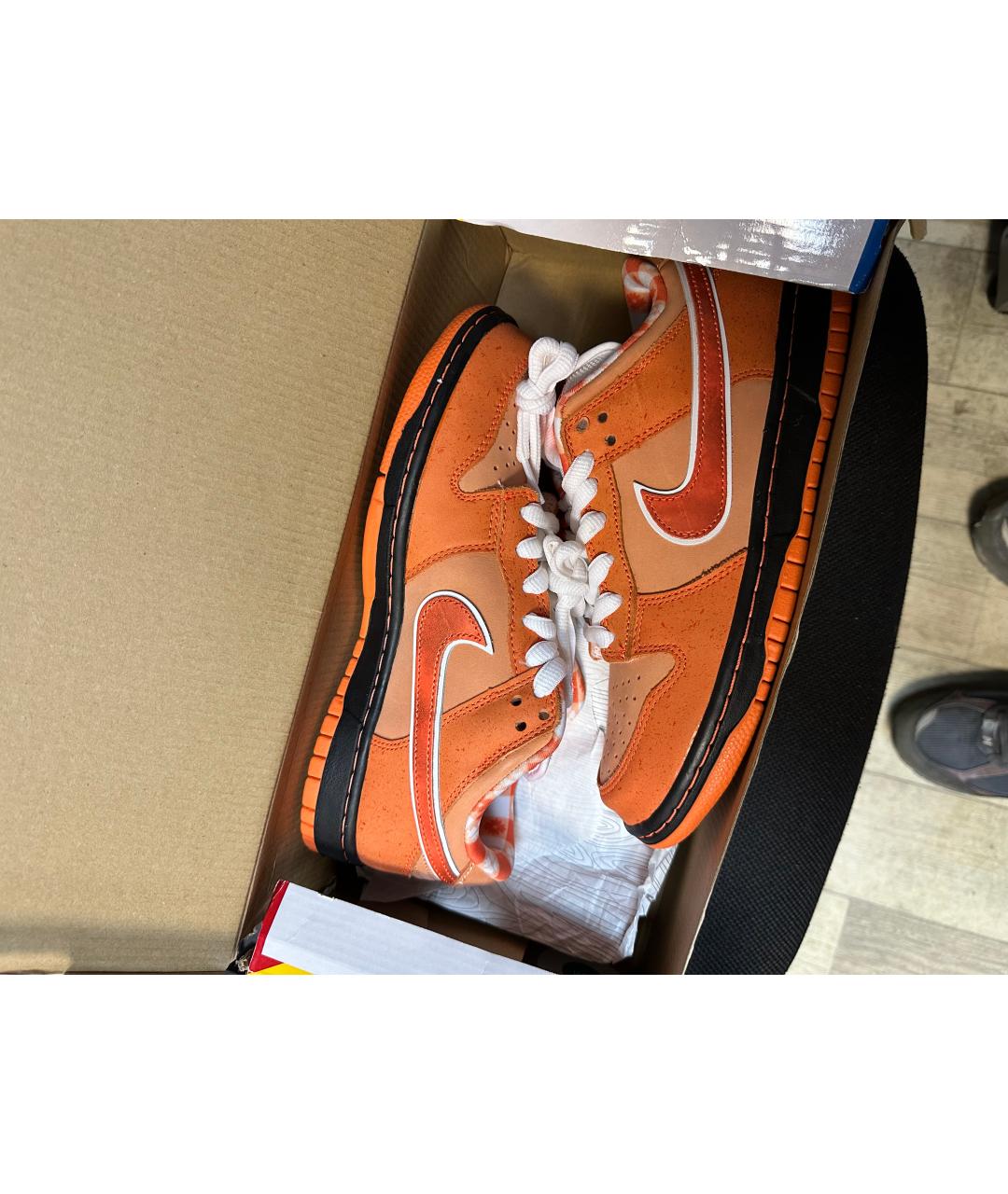 NIKE Оранжевое нубуковые низкие кроссовки / кеды, фото 2