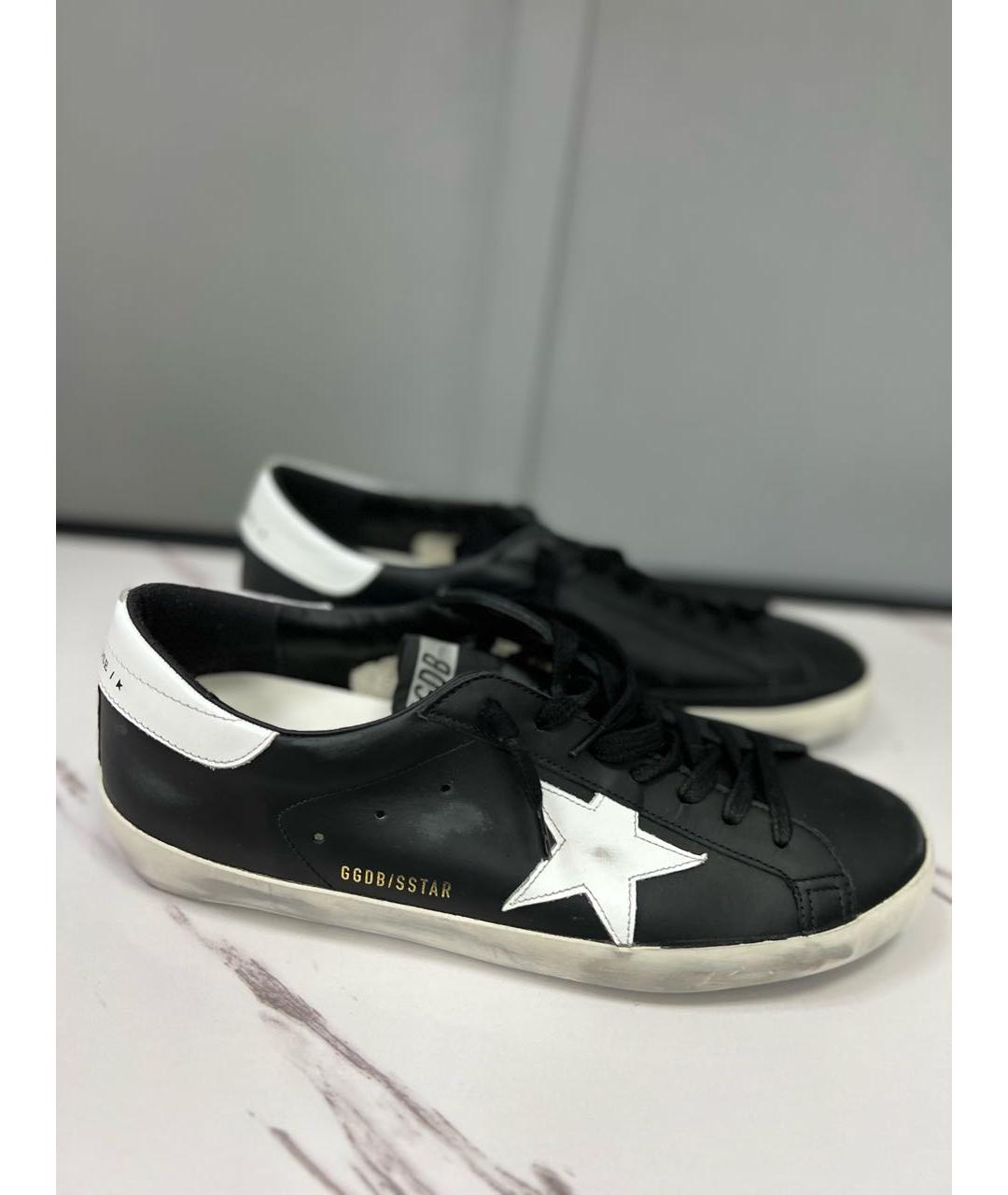 GOLDEN GOOSE DELUXE BRAND Черные кожаные низкие кроссовки / кеды, фото 5