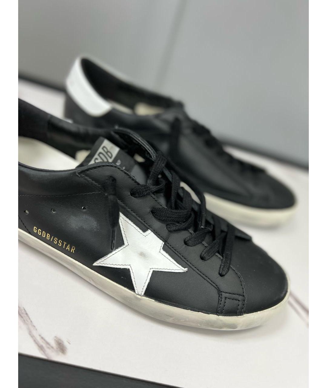 GOLDEN GOOSE DELUXE BRAND Черные кожаные низкие кроссовки / кеды, фото 3