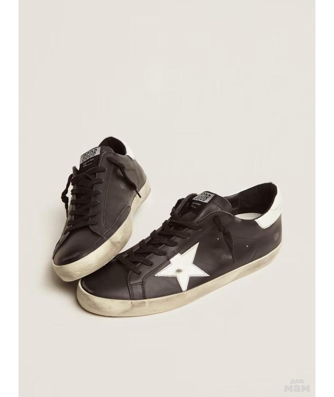 GOLDEN GOOSE DELUXE BRAND Черные кожаные низкие кроссовки / кеды, фото 2