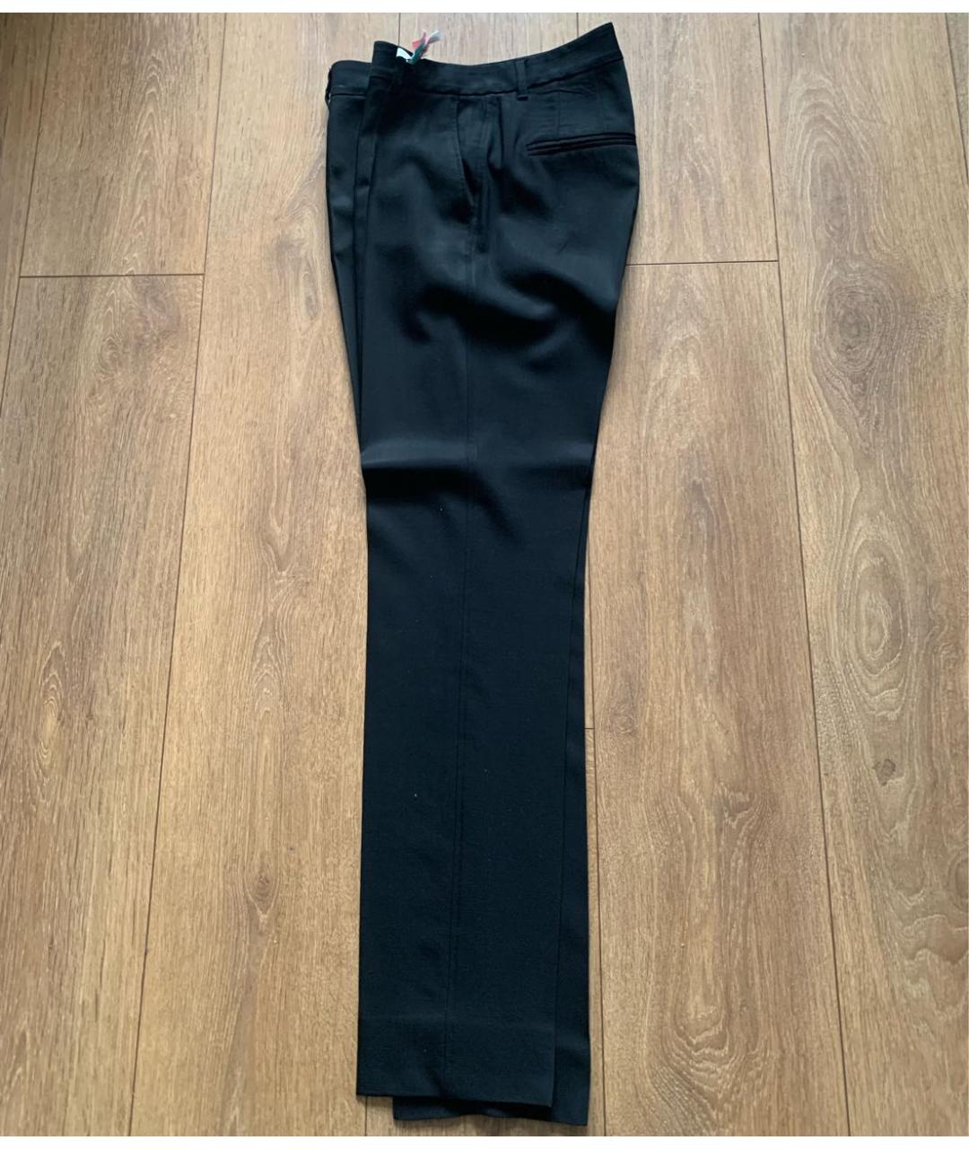 DOLCE&GABBANA Черные шерстяные прямые брюки, фото 2