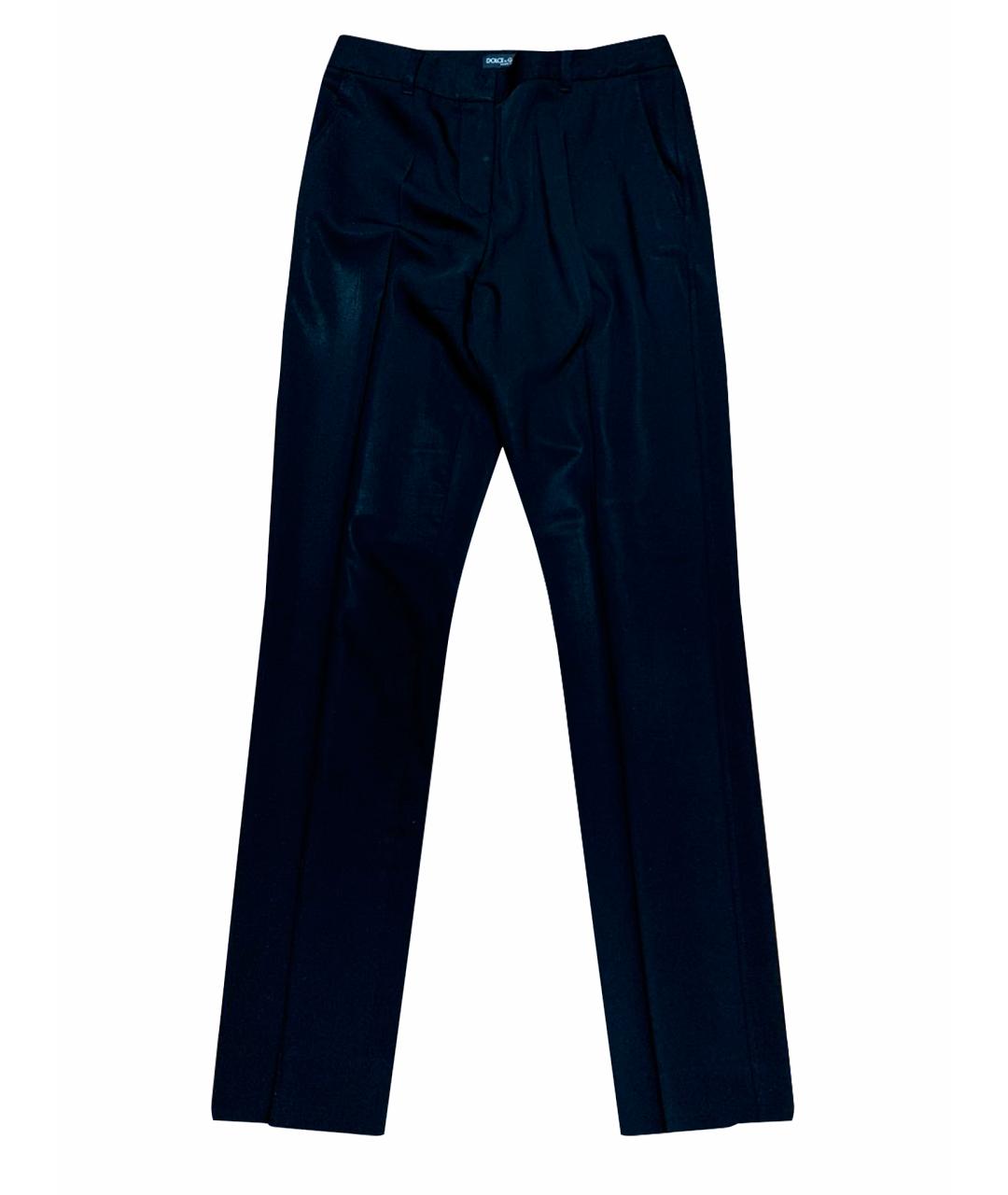 DOLCE&GABBANA Черные шерстяные прямые брюки, фото 1