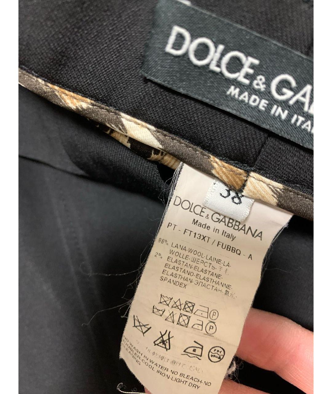 DOLCE&GABBANA Черные шерстяные прямые брюки, фото 3