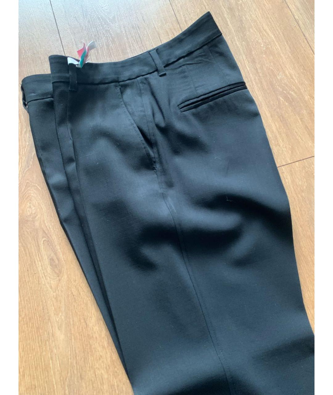 DOLCE&GABBANA Черные шерстяные прямые брюки, фото 6