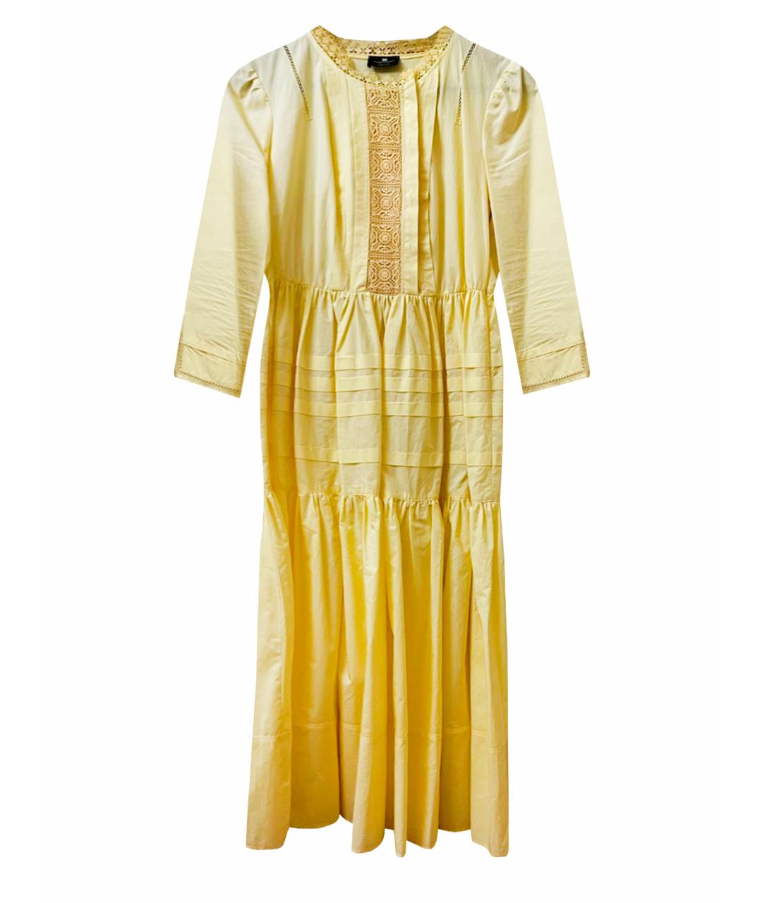 ELISABETTA FRANCHI Желтое хлопковое платье, фото 1