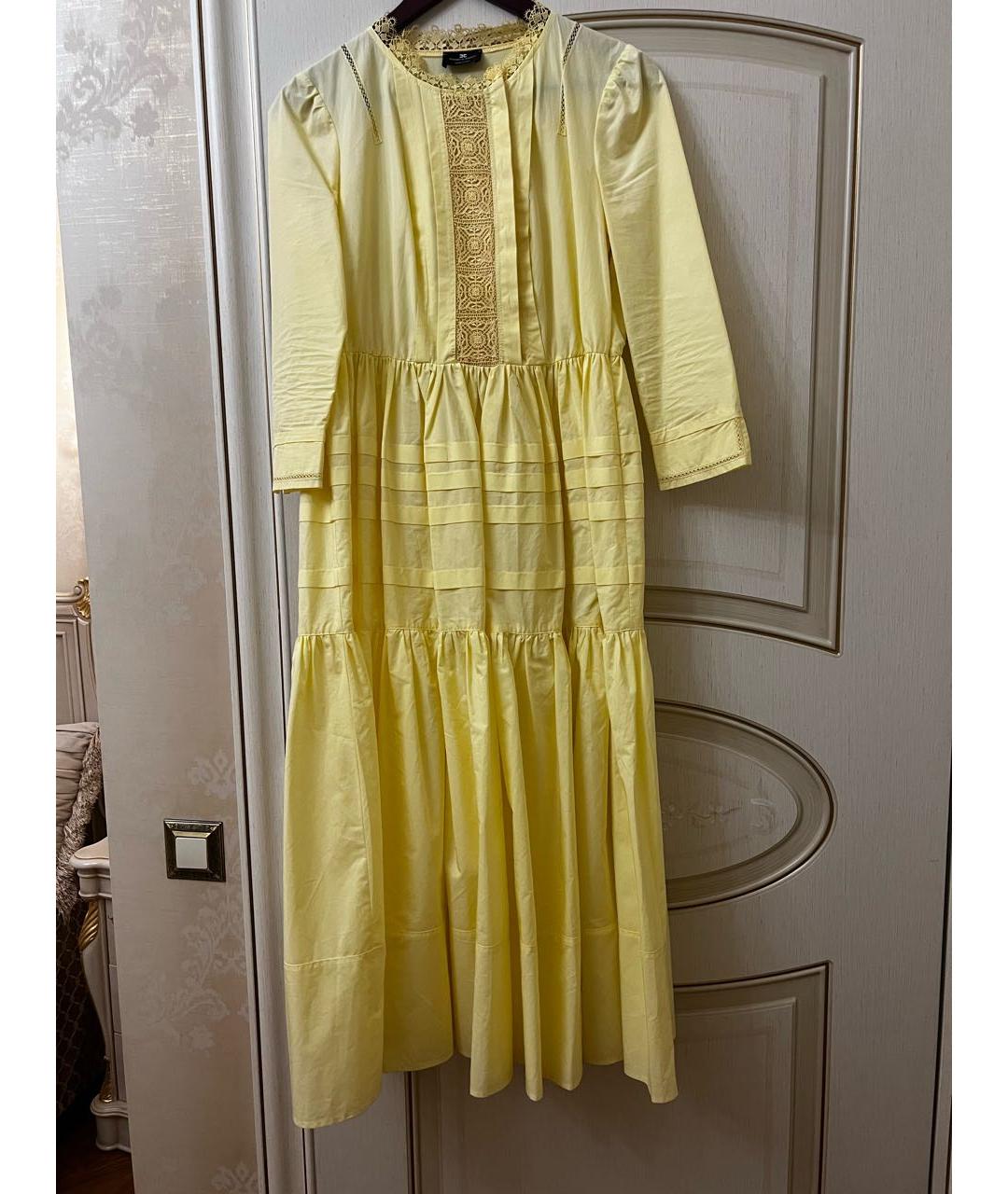 ELISABETTA FRANCHI Желтое хлопковое платье, фото 4