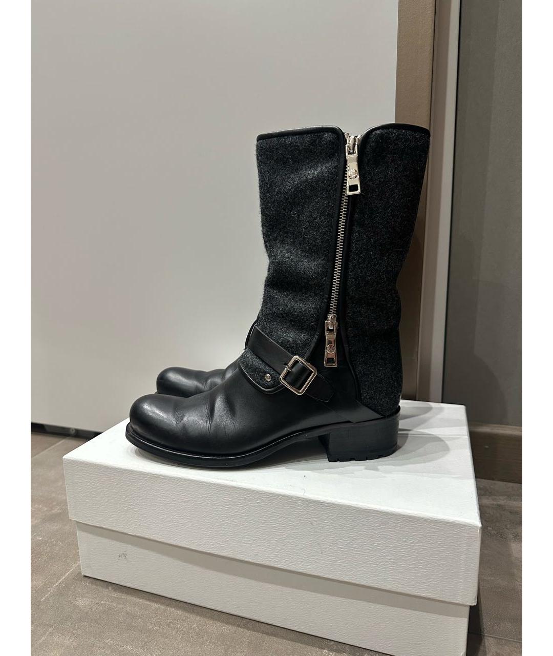 CHRISTIAN DIOR Черные кожаные сапоги, фото 5