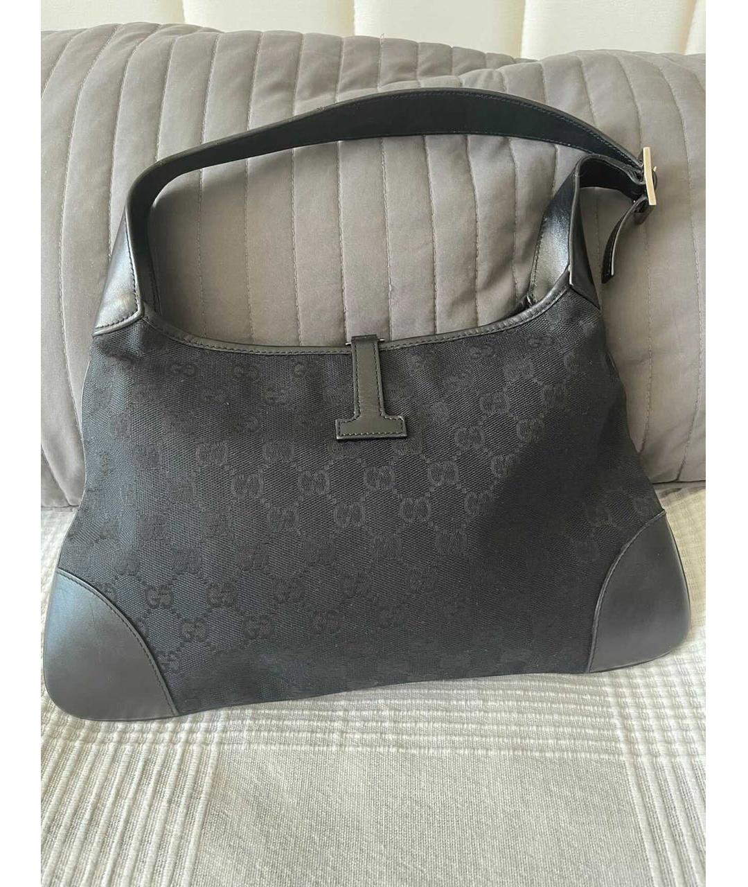 GUCCI Черная тканевая сумка с короткими ручками, фото 3