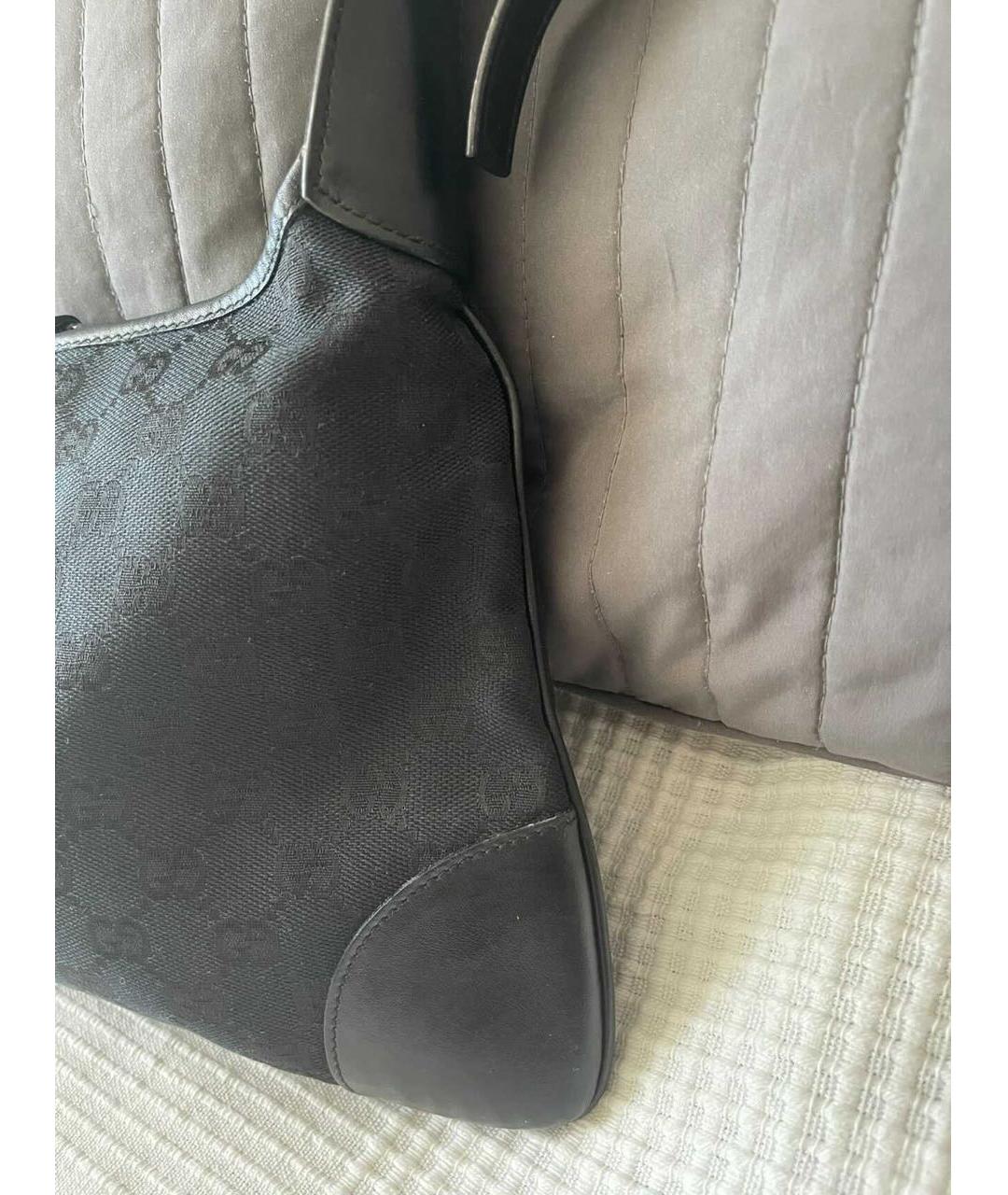 GUCCI Черная тканевая сумка с короткими ручками, фото 5