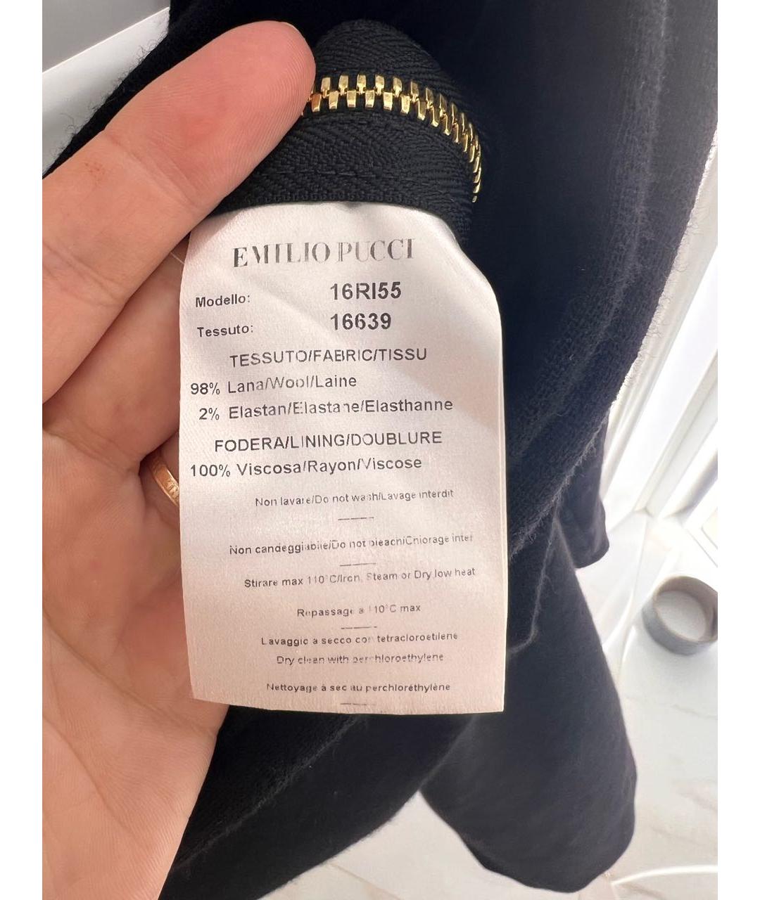 EMILIO PUCCI Черное шерстяное повседневное платье, фото 5