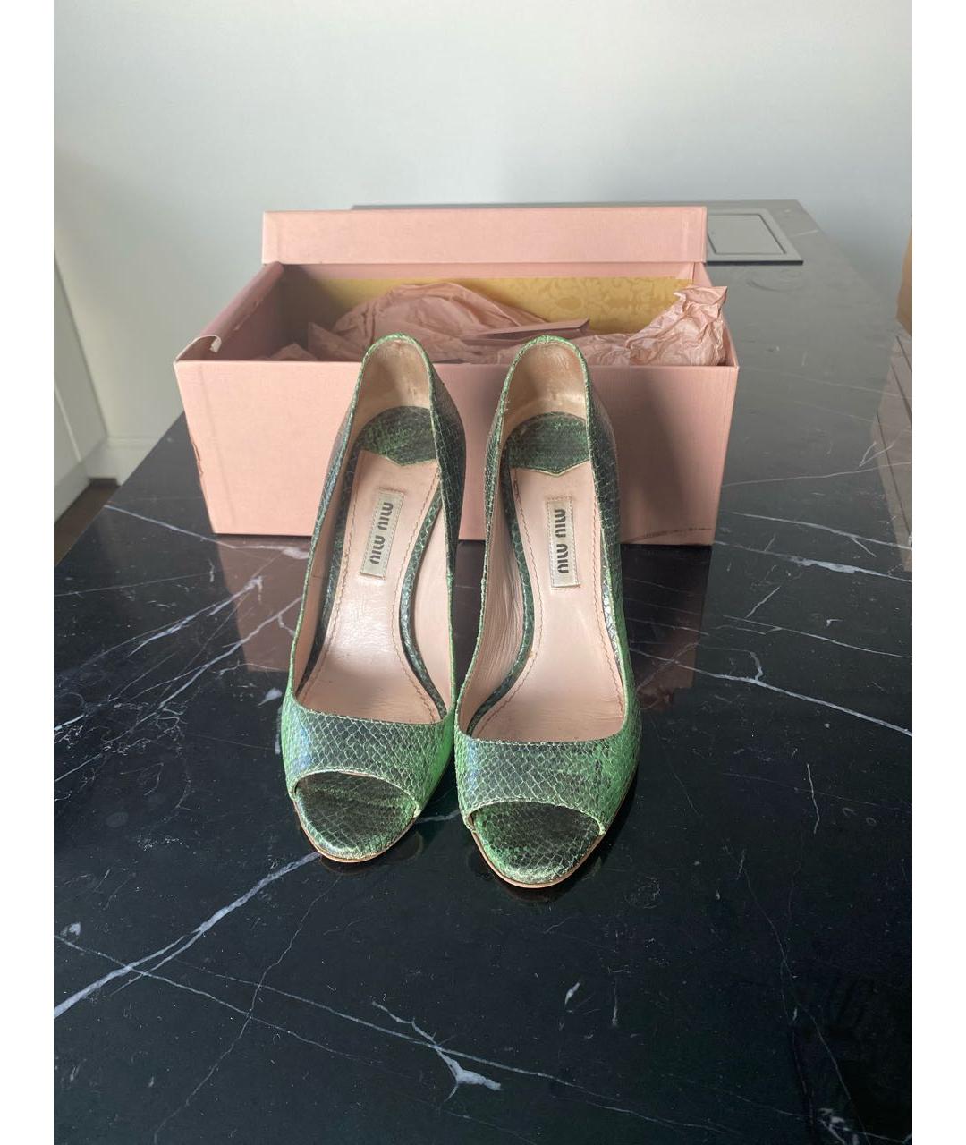 MIU MIU Зеленые туфли из экзотической кожи, фото 2