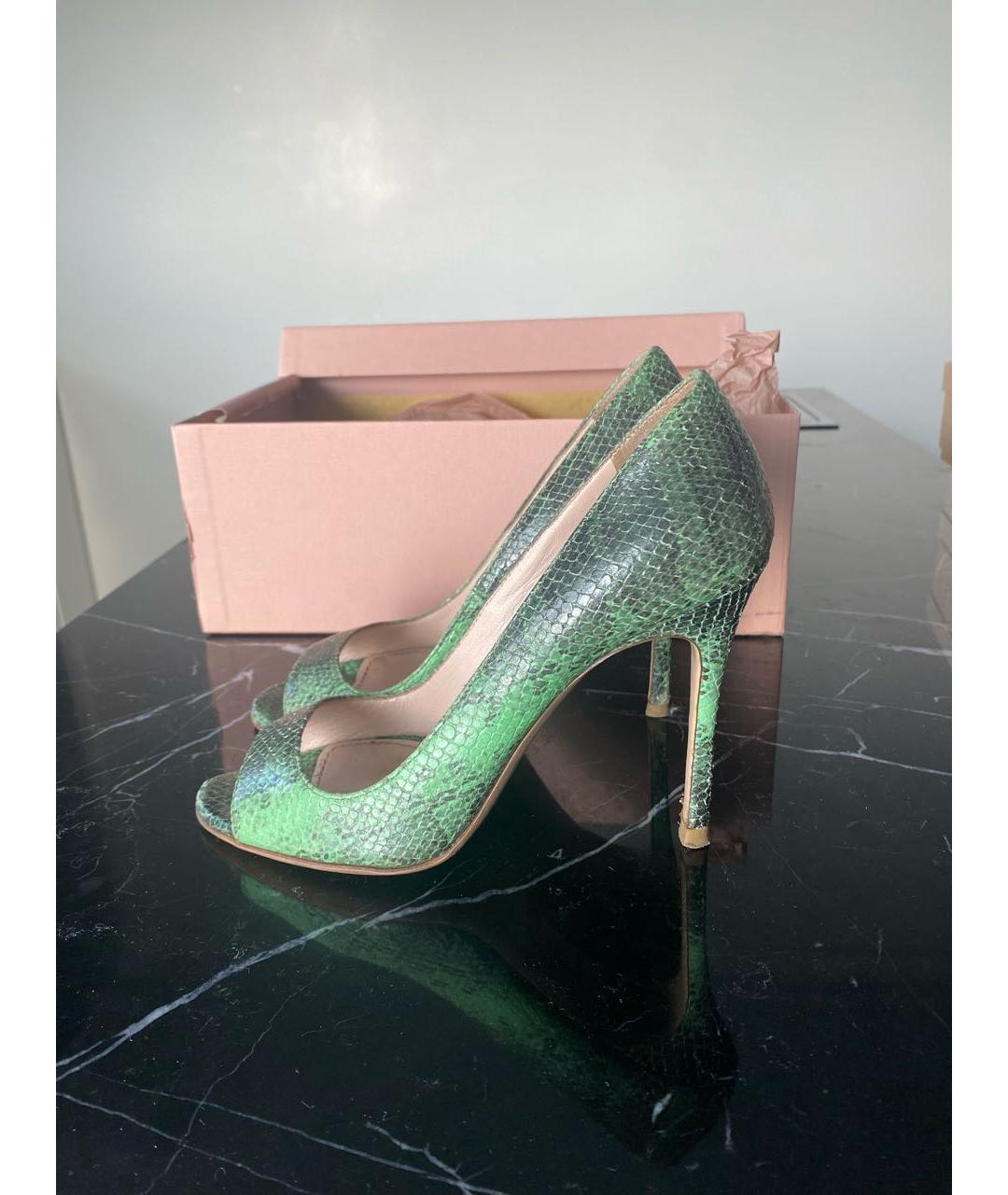 MIU MIU Зеленые туфли из экзотической кожи, фото 6