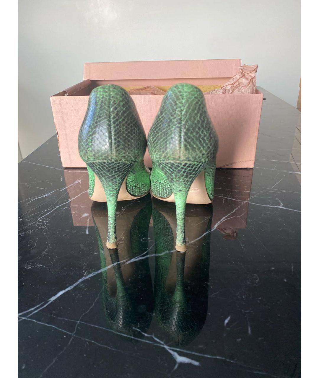 MIU MIU Зеленые туфли из экзотической кожи, фото 3