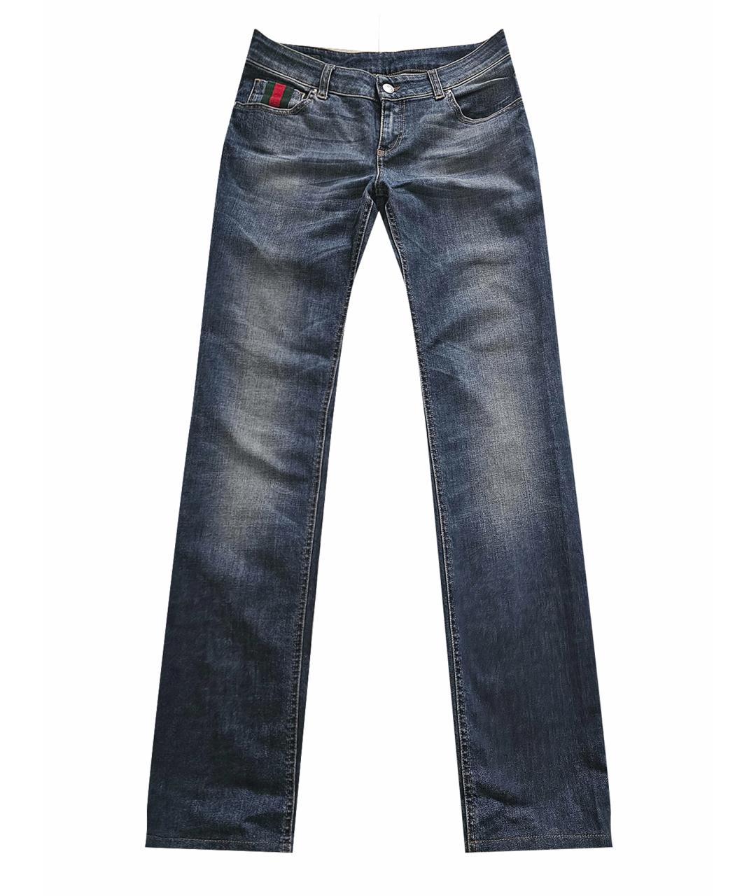 GUCCI Синие хлопко-эластановые прямые джинсы, фото 1