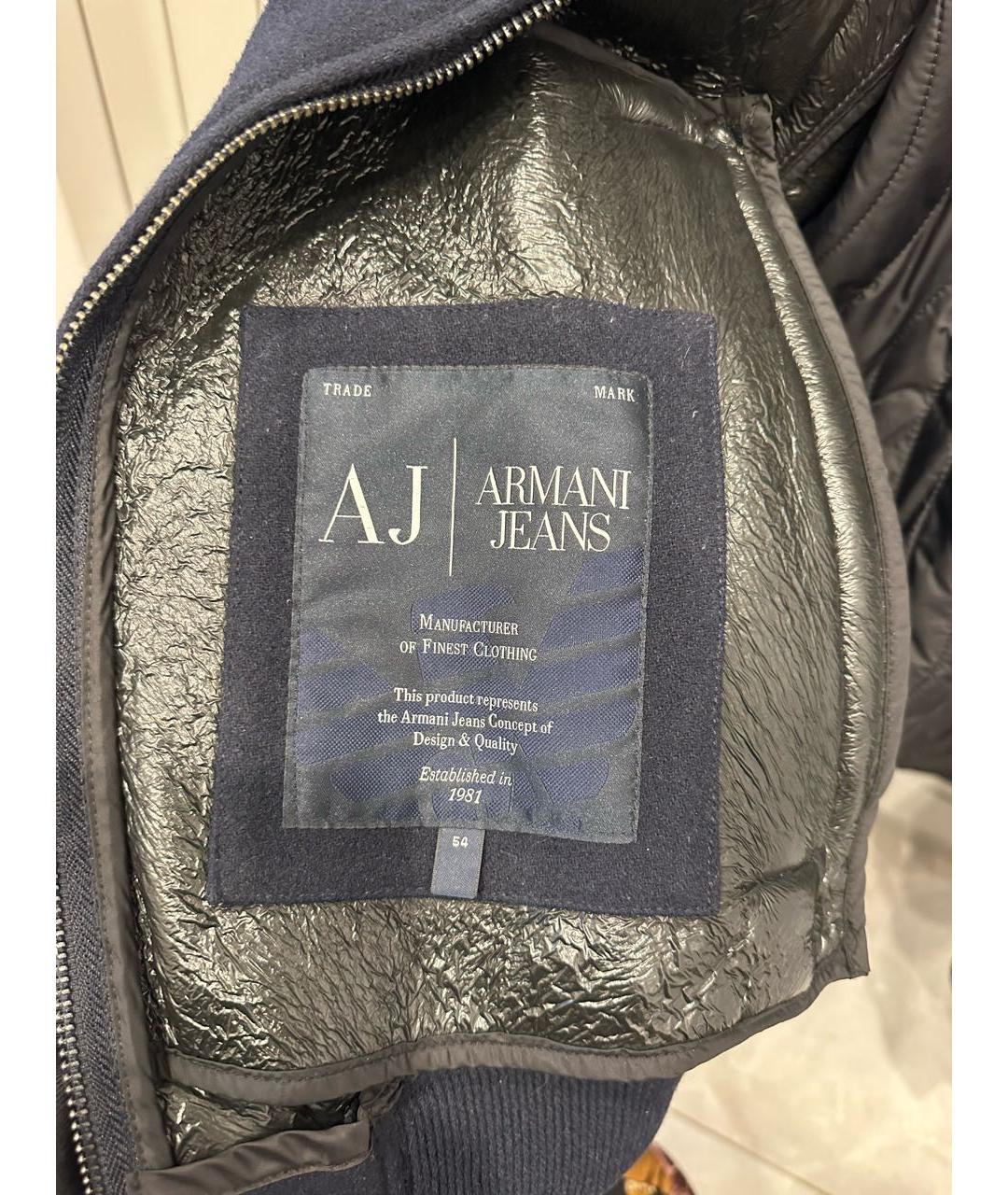 ARMANI JEANS Темно-синяя шерстяная куртка, фото 5