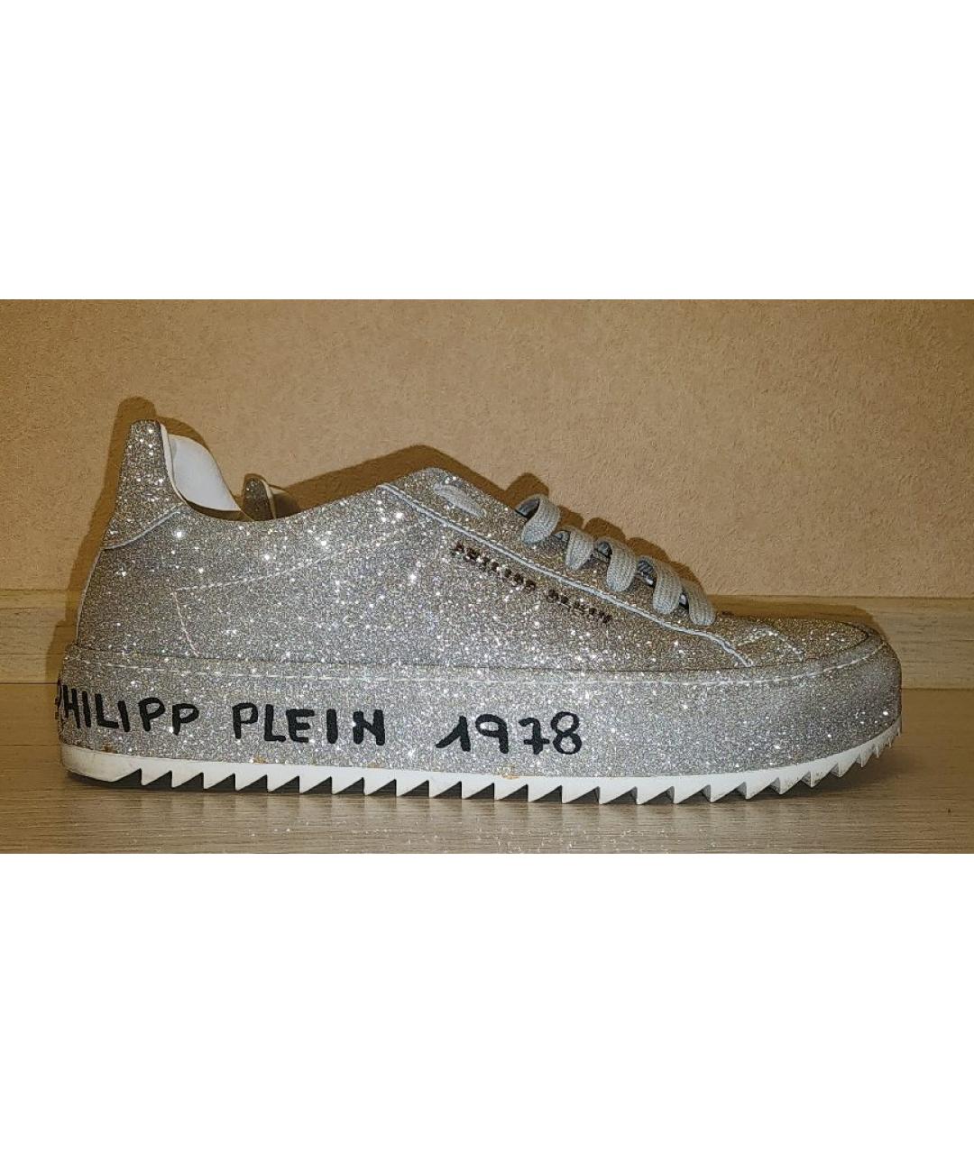 PHILIPP PLEIN Серебряные низкие кроссовки / кеды, фото 5