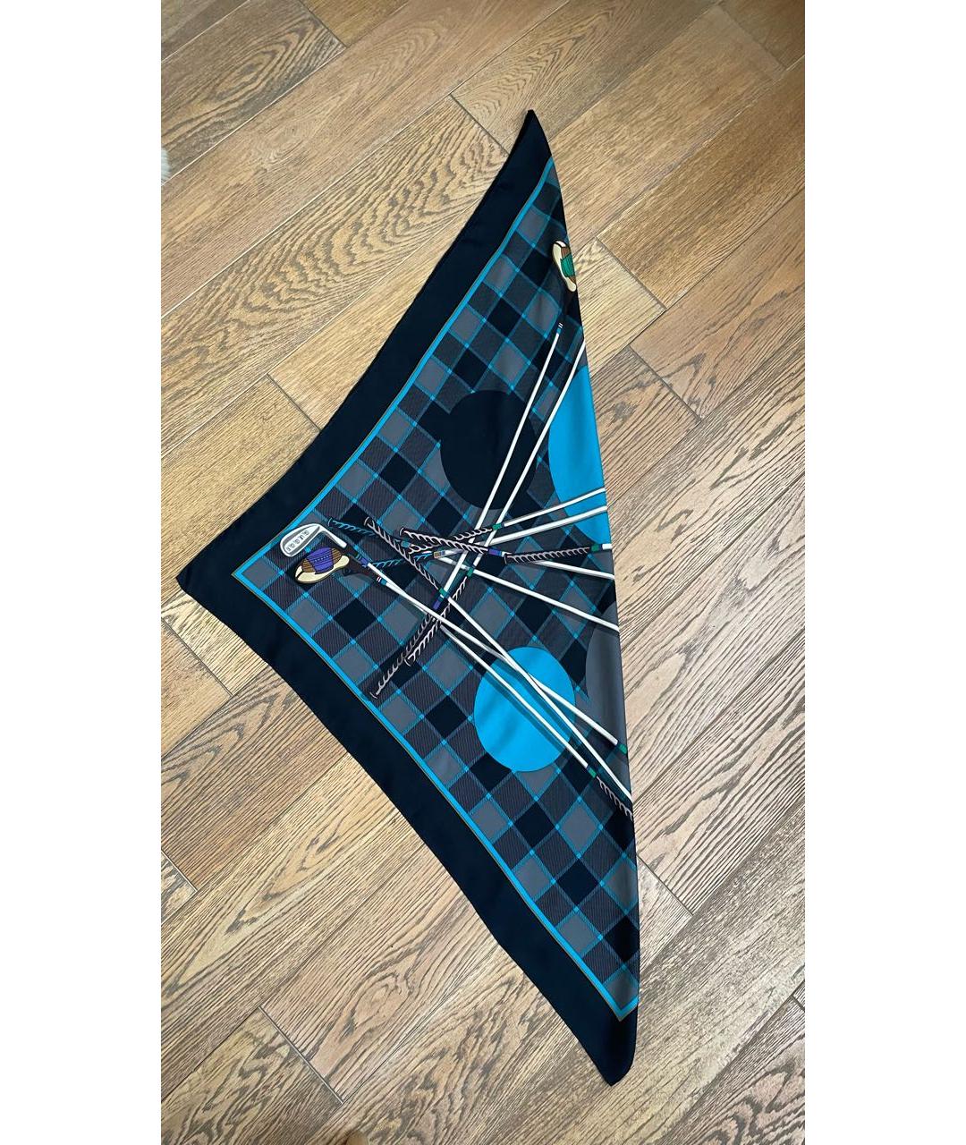 GUCCI Темно-синий шелковый платок, фото 3
